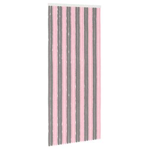 vidaXL Insektsgardin Chenille Silvergr&aring; och rosa 100 x 230 cm 100% PP