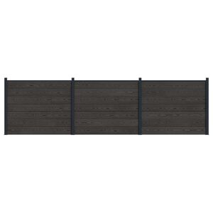 vidaXL St&auml;ngselpanel 3 pcs WPC och aluminium Svart