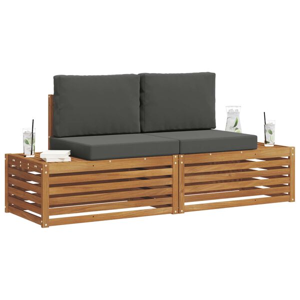 vidaXL Utomhussoffset med kudde 2 Stycke Naturlig och Antracit