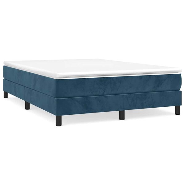 vidaXL Boxspring-s&auml;ngram m&ouml;rkbl&aring; 140x190 cm sammet