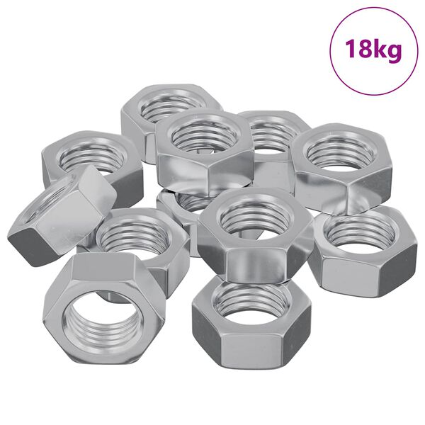 vidaXL Sexkantig mutter 9000 pcs Silver Metall