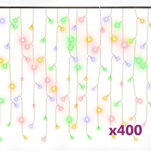 vidaXL Ljusslinga draperi istappar 10 m 400 lysdioder flerf&auml;rgad