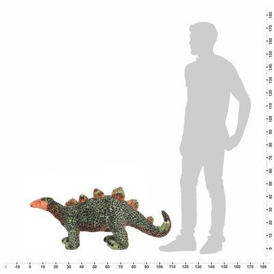 vidaXL Stående leksak stegosaurus plysch grön och orange XXL