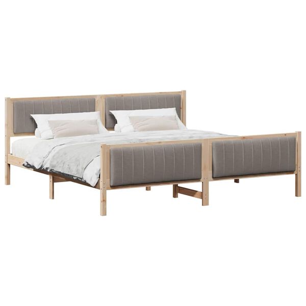 vidaXL S&auml;ngram med huvudgavel Brun och taupe 200 x 200 cm Massiv furu