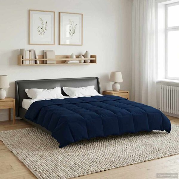 vidaXL Full &Aring;rs-Duvet Quiltad M&ouml;rkbl&aring; 220 x 240 cm Mikrofiber