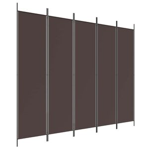 vidaXL Rumsavdelare 5 paneler brun 250x200 cm tyg