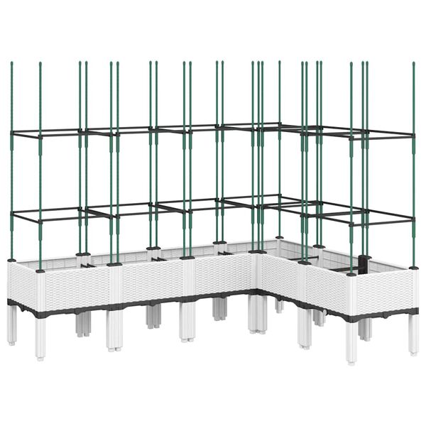 vidaXL Odlingsl&aring;da med spalj&eacute; vit 160x120x142,5 cm PP