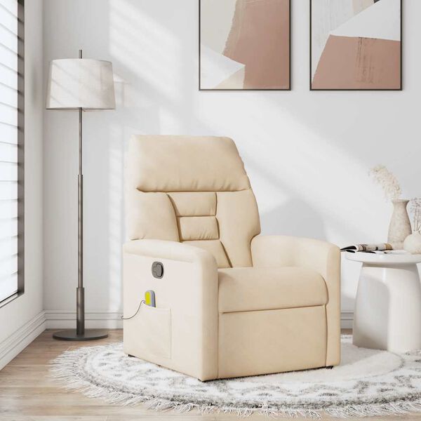 vidaXL Massagef&aring;t&ouml;lj beige mikrofibertyg