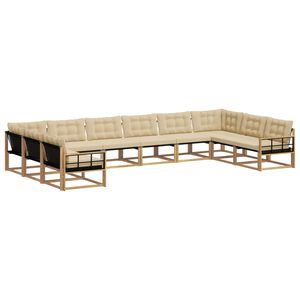 vidaXL Utomhussoffset med kudde 10 pcs Vit och Beige
