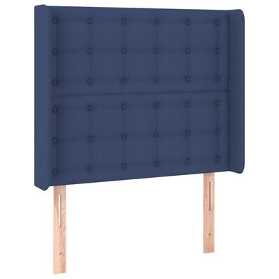 vidaXL Sänggavel med kanter blå 103x16x118/128 cm tyg