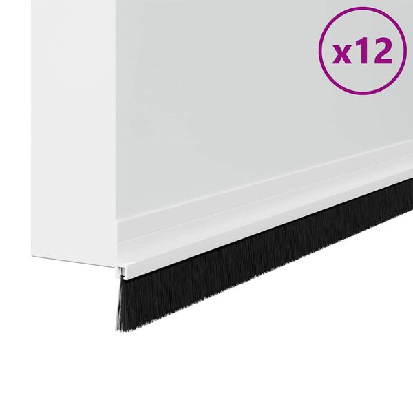 vidaXL Sj&auml;lvh&auml;ftande d&ouml;rrborstlist 12 pcs Vit 100 cm Aluminiumlegering