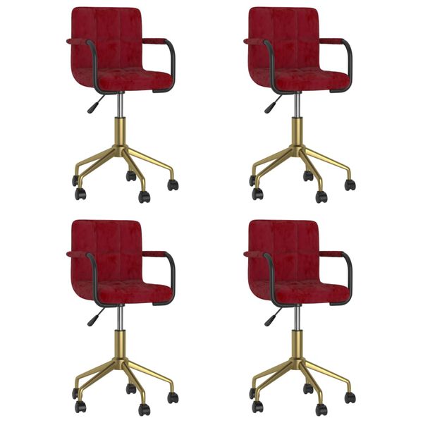 vidaXL Snurrbara matstolar 4 st vinr&ouml;d sammet
