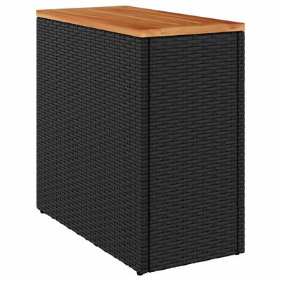 vidaXL Trädgårdsbord med träskiva svart 58x27,5x55 cm konstrotting