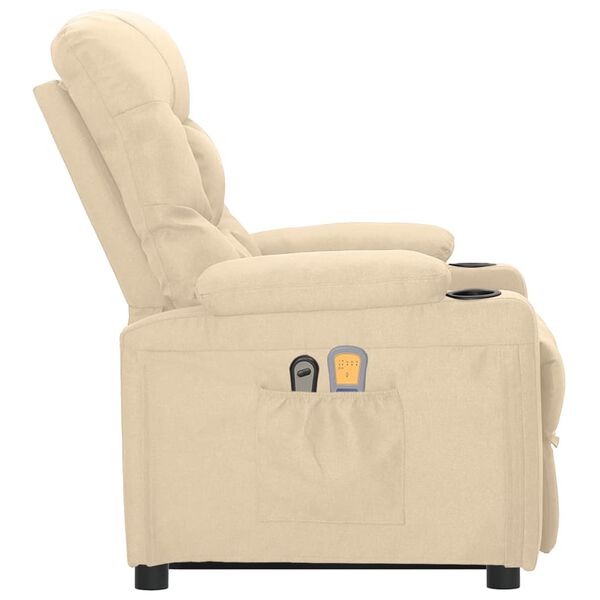 vidaXL Massagefåtölj med uppresningshjälp gräddvit tyg