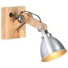 vidaXL V&auml;gglampa E27 silver massivt mangotr&auml; och j&auml;rn