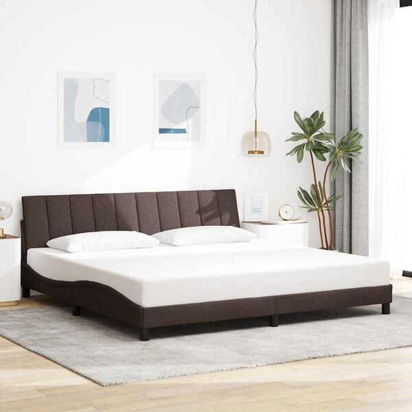 vidaXL Bed Frame without Mattress "Hanko" Dark Brown 200x200cm Fabric