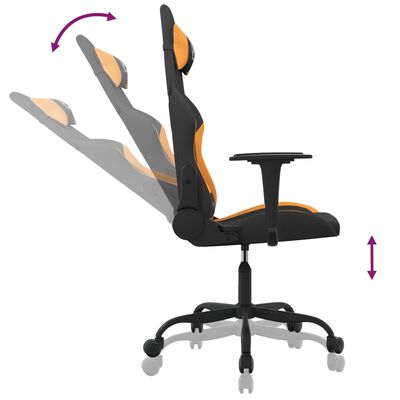 vidaXL Gamingstol med massage svart och orange tyg