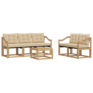 vidaXL Utomhussoffset med kudde 6 pcs Vit och Beige