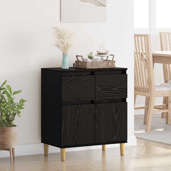 vidaXL Sideboard med l&aring;da Svart Ek 60 x 35 x 70 cm Konstruerat tr&auml;