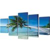 Upps&auml;ttning v&auml;ggbonader p&aring; duk: strand med palm 200 x 100 cm