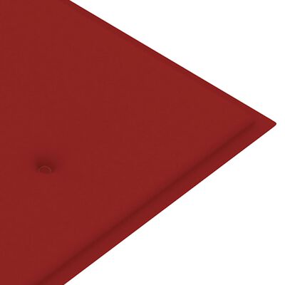 vidaXL Bataviabänk med röd dyna 150 cm massiv teak