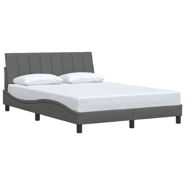 vidaXL Bed Frame without Mattress "Hanko" Dark Grey 140x190 cm Fabric