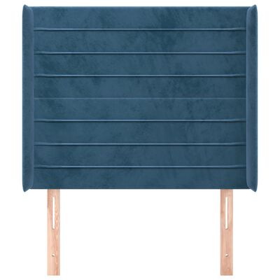 vidaXL Sänggavel med kanter mörkblå 103x16x118/128 cm sammet