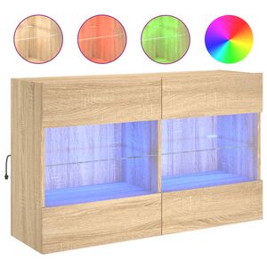 vidaXL V&auml;ggmonterad tv-b&auml;nk LED sonoma-ek 98,5x30x60,5 cm