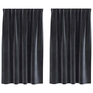 vidaXL M&ouml;rkl&auml;ggningsgardiner 2 pcs M&ouml;rkgr&aring; 140 x 140 cm Sammet