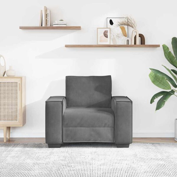 vidaXL Soffstol m&ouml;rkgr&aring; 60 cm sammet