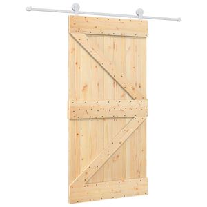 vidaXL Skjutd&ouml;rr Naturlig och vit 100 x 210 cm Massiv furu