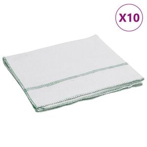 vidaXL Reng&ouml;ringsdukar 10 st vit med gr&ouml;na r&auml;nder 50x60 cm