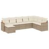 vidaXL Matgrupp f&ouml;r tr&auml;dg&aring;rden med dynor 8 delar beige konstrotting