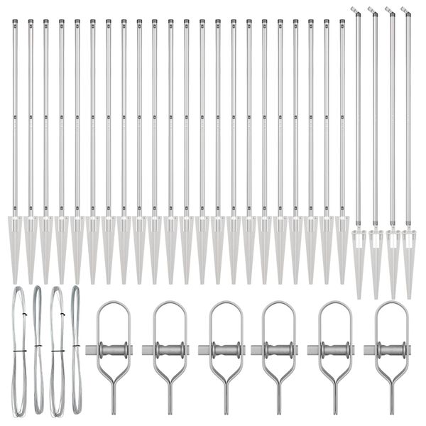 vidaXL Stängselstolpe Övrigt 26 pcs Grå 3,2 x 3,2 x 160 cm Stål