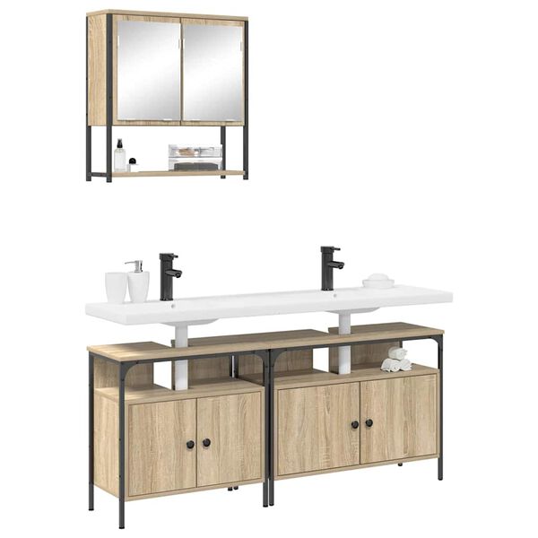 vidaXL Badrumsmöbelset 3 pcs Brun 80 x 30 x 60 cm Konstruerat trä