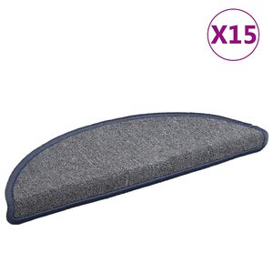 vidaXL Trappmattor 15 st 56x17x3 cm ljusgr&aring; och bl&aring; halvrunda