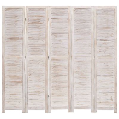 vidaXL Rumsavdelare 6 paneler vit 210x165 cm trä
