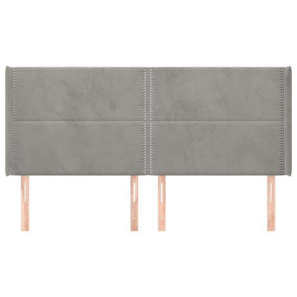 vidaXL S&auml;nggavel med kanter ljusgr&aring; 203x16x118/128 cm sammet