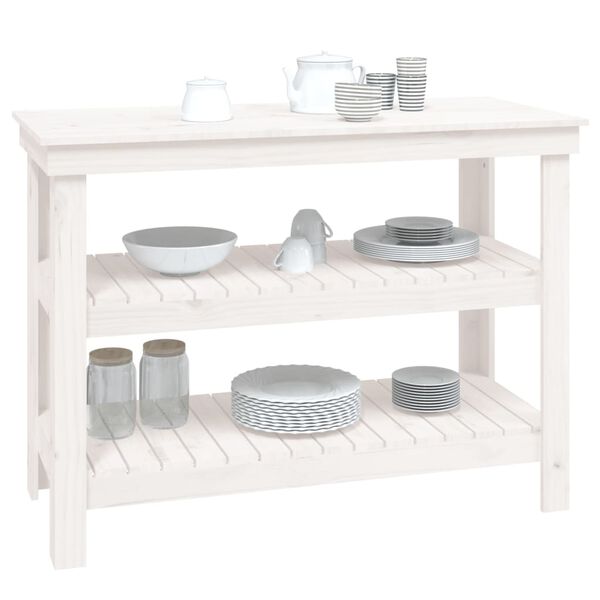 vidaXL Skobänk vit 110,5x50x80 cm massiv furu