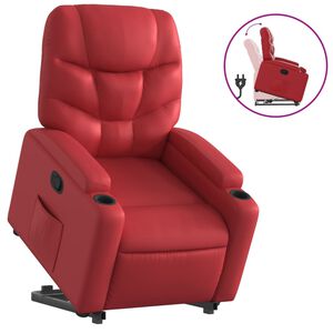 vidaXL Reclinerf&aring;t&ouml;lj med uppresningshj&auml;lp r&ouml;d konstl&auml;der