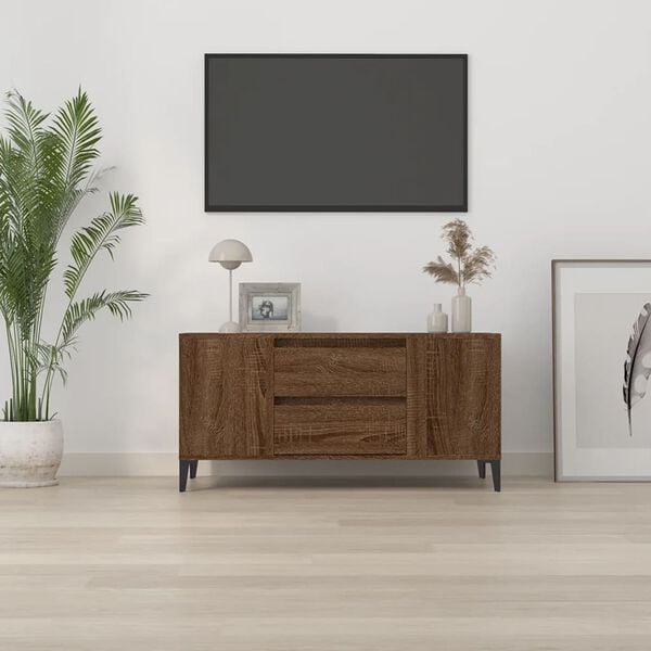 vidaXL Tv-b&auml;nk brun ek 102x44,5x50 cm konstruerat tr&auml;