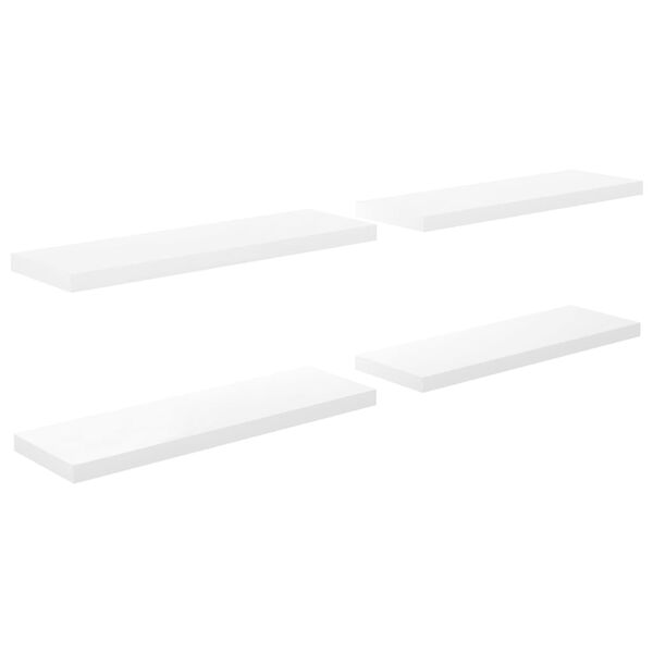 vidaXL Svävande vägghyllor 4 st vit högglans 80x23,5x3,8 cm MDF