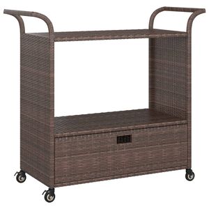 vidaXL Serveringsvagn med l&aring;da brun 100x45x97 cm konstrotting