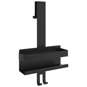 vidaXL Duschhylla matt svart borstat 304 rostfritt stål