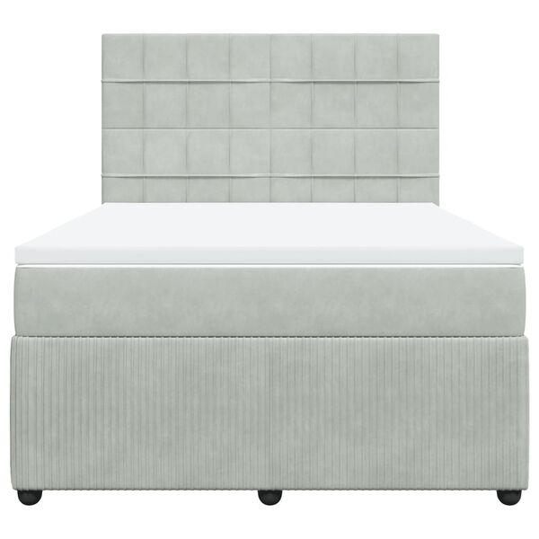 vidaXL Rams&auml;ng med madrass ljusgr&aring; 140x200 cm sammet