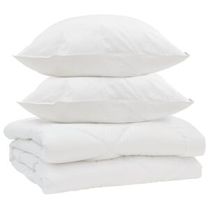 vidaXL Dunt&auml;cke med kudde 3 pcs Vit Mikrofiber