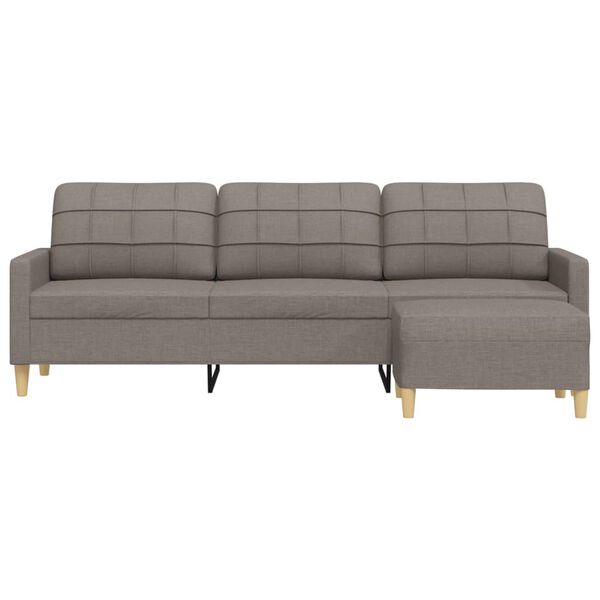 vidaXL 3-sitssoffa med fotpall Taupe 210 cm tyg