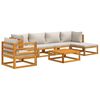 vidaXL Loungegrupp 7 delar ljusgråa dynor massivt trä