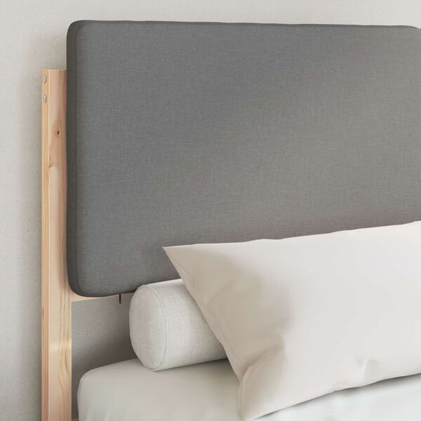 vidaXL S&auml;ngram med Kl&auml;dd Huvudgavel Ljusgr&aring; 135 x 190 cm Massiv furu