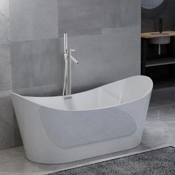 vidaXL Frist&aring;ende badkar och blandare 204 L 110 cm silver